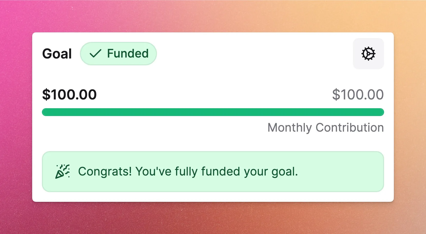 Fully funded goal