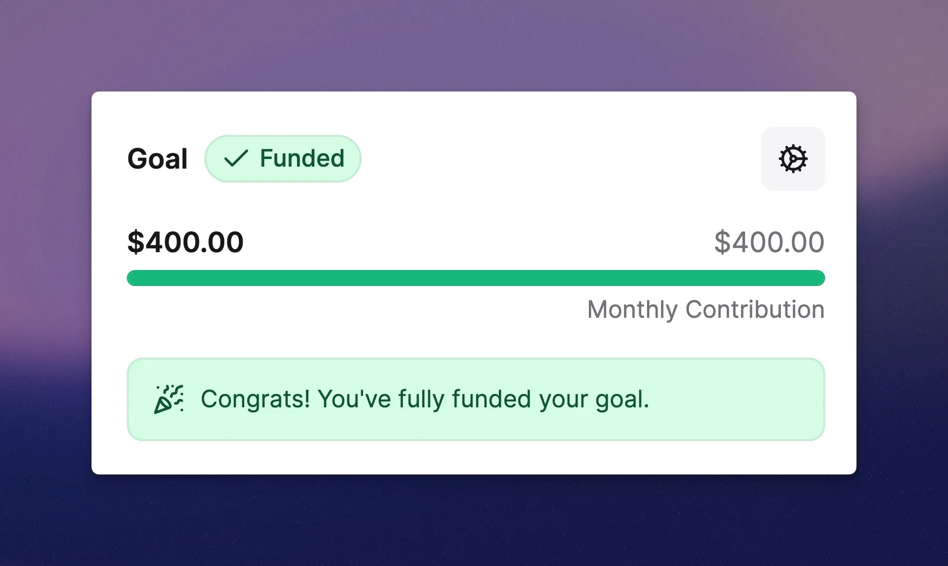 Fully funded goal