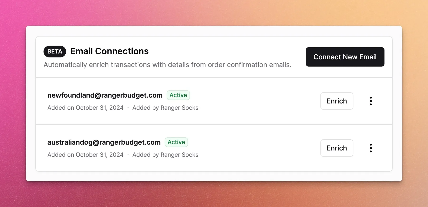 Transaction enrichment showing real product names