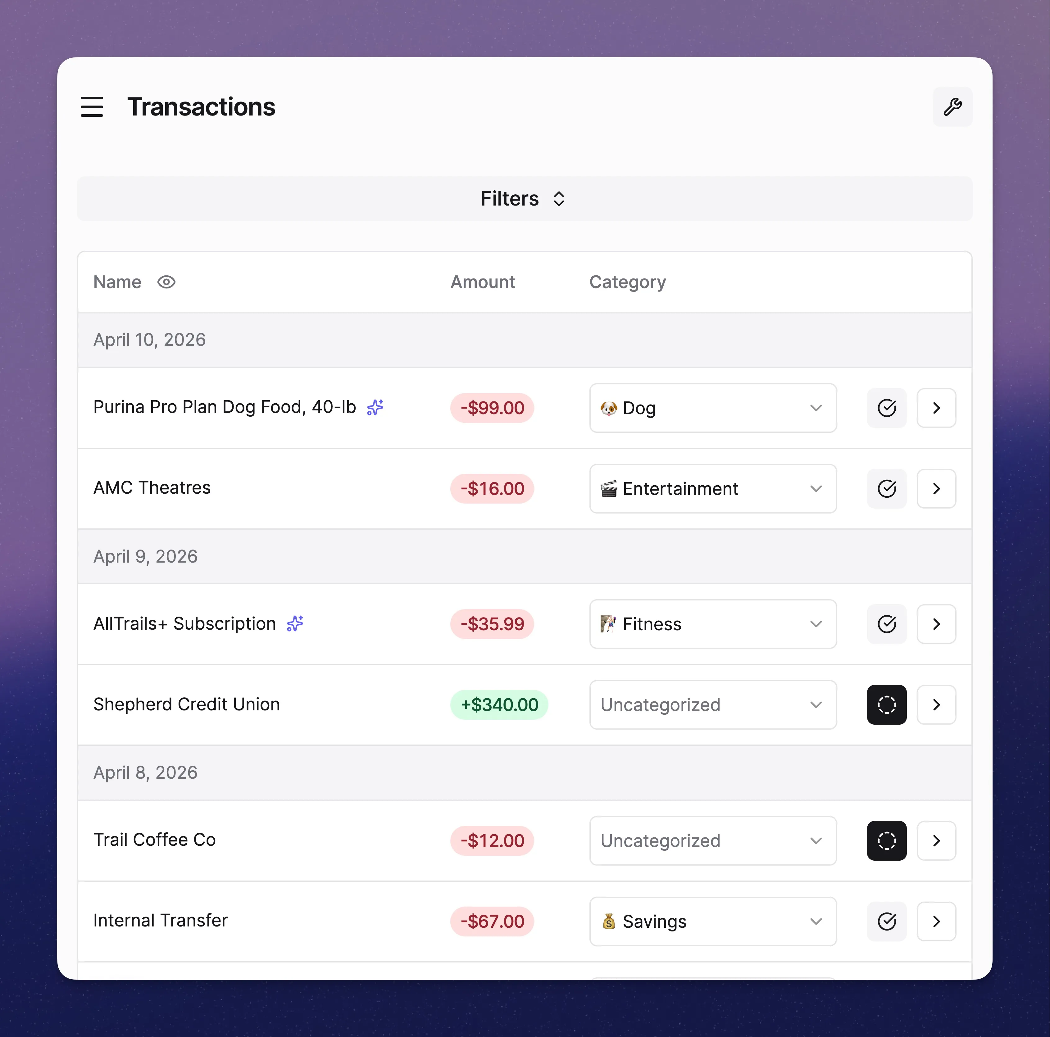 Transaction enrichment example showing improved naming